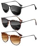 QALLY Sunglasses Womens Polarized Sunglasses-Women: Retro Round Sun Glasses with UV400 Protecion Trendy 3 Pack