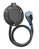 20A 125V AC Port Plug,12AWG Heavy-Duty RV Shore Power Inlet Plug with 5-in-1 T-Blade Adapter & 16'' Extension Cord,Waterproof AC Power Inlet Socket Outlet Box Integrated Outdoor Electrical Receptacle