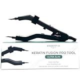 Professional Keratin Fusion Tool for Hair Extensions – Slim Long Heating Plates, Adjustable Temperature, Rapid Heat-UP, Seamless Fusion, Root Access, Salon-Quality Keratin Glue Gun (Black)