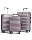 LIGHT FLIGHT Luggage Sets 3 Pcs Suitcase with Wheel,20"/24"/28",Rose Purple | Durable Suitcase Set, Spinner Wheels, Hard Shell Lightweight, TSA Lock, Large Checked Travel Suitcases