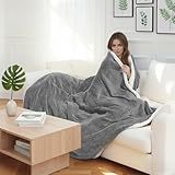 YUSTAL Electric Heated Blanket Full Size 72x84 Inch - Super Soft Flannel, 10 Heat Settings, 1-12H Auto Shut Off, Machine Washable, Easy Controller, Perfect for Winter Warmth - Light Grey