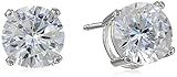 Amazon Essentials Platinum Plated Sterling Silver Round Cut Cubic Zirconia Stud Earrings (5mm)