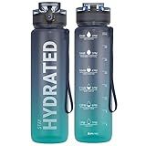 Sahara Sailor Water Bottle 32oz, Tritan Sports Bottle with Time Marker