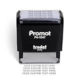 Promot Self Inking Stamp - Medium Custom Stamp for Name, Address, Office, or Business Use - Up to 4-Line Personalized Rubber Stamp - Customizable Font & Ink Color - Personalized Name Stamp