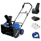 Snow Joe 48V Cordless Snow Blower Kit with Cover, Scraper & LED Headlight, 1200W Brushless Motor, 2x 4Ah Batteries & Charger, 18" Clearing Path - Ice Removal for Driveways & Sidewalks, 24V-X2-SB18-TV1