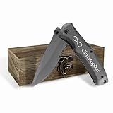 Custom Pocket Knife, Laser Engraved Stainless Steel Handle Folding Knife, Gifts for Men - 25 Icons, 16 Font, Personalized Knives for Camping, Hunting, Customized gifts Dad, Husband (METAL GRAY)