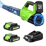 2025 Upgrade Leaf Blower, Leaf Blower Cordless with 2 * 2.6AH Batteries and Fast Charger, 450CFM &150MPH and 2 Speed Mode, Lightweight Electric Leaf Blowers for Lawn,Yard, Leaves, Dust,Snow Care