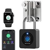 Gym Locker Padlock eLinkSmart Fingerprint Mobile APP Unlock Remote Management Outdoor Waterproof Keyless Biometric Padlock for Gym Luggage Bags Locker Storage Tool Box Gun Case Footlocker Black