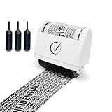 Vantamo Identity Theft Protection Roller Stamp for Hiding Sensitive Information, Wide Confidential Stamp with 3 Ink Refill, Security Stamp Roller for Identity Theft Prevention, Classy White