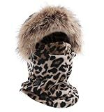 Tough Headwear Balaclava Ski Mask for Men and Women - Heavyweight Fleece Winter Shiesty Cover - Extreme Cold Weather Full Face Masks - Skiing Snowboarding Snow Gear - Cheetah Print