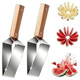 Triangle Watermelon Cutter, Stainless Steel Watermelon Slicer, Stainless Steel with Wooden Handle for A Wide Variety Watermelon,Cantaloupe, Honeydew, Apples, and More
