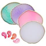 4 Pack Nail Art Palette, Resin Polish Color Design Makeup Mixing Plate - 4 Colors Mini Paint Palette for Nails