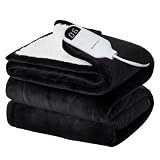Bedsure Heated Blanket Full Size, Soft Electric Blanket with Preheat, Black