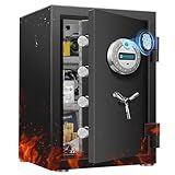 6.0 CuFt Large Fireproof Safe with Biometric Access– Reinforced Steel Body (Over 90LB), Dual Adjustable Shelves, LCD Display & Heat-Sealing Fire Gasket for Home Security