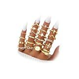 Gold Stackable Rings Set for Women, Gold Plated Chunky Crystal Finger Rings