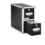 Vaultz CD Case Holder - File Cabinet CD Rack w/ 2 Drawers and Key Locks, 8 x 14.5 x 15.5 Inch DVD Organizer and CD Storage Box - Black