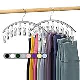 Volnamal Legging Organizer for Closet, Metal Yoga Pants Hanger w/Rubber Coated 2 Pack w/10 Clips Hold 20 Leggings, Hangers Space Saving Hanging Closet Organizer for Closet Organizers and Storage-Grey