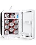 Antarctic Star Compact Mini Fridge, 10L Portable Small Refrigerator, 2.6 Gal Mini Fridge with AC/DC Adapters, Small Cosmetics Cooler for Beverage, Food, Makeup, Bedroom, Office, Dorm, Black