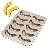 BSDLZCH 10 Cavity Banana Shape Cake Pan, Carbon Steel Banana Baking Pan Non-Stick Banana Cake Mold Set Funny Fruit Shape Baking Mold Dessert DIY Decoration for Kitchen and Bakery