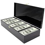 Black Acrylic Lockable Currency Tray, 5 Compartment Money Organizer for Cash, Cash Organizer Money Storage Box with Lockable Cover, Money Organizer for Cash