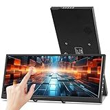 Prechen 12.3 Inch Touchscreen Secondary Monitor, IPS Stretched Bar LCD Travel Touch Display 1920 * 720 HDMI USBC, Portable Touch Screen for Laptop Computer Windows Aida64 GPU CPU RAM Monitoring
