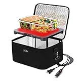 Aotto Portable Oven, Electric Lunch Box Food Heater - 12V/24V/110V 3-in-1 Car Food Warmer - Mini Personal Microwave Heated Lunch Box Warmer for Car, Truck, Travel, Office & Home Use - Black