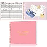 HAUTOCO Bill Tracker Notebook Monthly Bill Payment Tracker for Personal Budgeting Home Financial with 2 Storage Pocket, Payments Checklist Organizer Bill Planner 10.1 x 7.8'', Pink