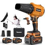 YUQUESEN Cordless Leaf Blower, 980,000 RPM Handheld Leaf Blower with 2 X 4.0Ah Batteries & Charger, Lightweight Leaf Blowers for Patio Cleaning, Lawn Care, Leaves, Dust - Orange