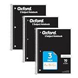 Oxford Primary Ruled Spiral Notebooks, Writing/Drawing Practice for Kids, Grades Pre-K, K-2, 70 Sheets, 8 x 10.5 Inches, Black, 3 Pack (1002542)