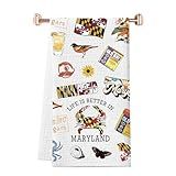 WCGXKO Maryland Crab Dish Towel, Life is Better in Maryland Kitchen Towel