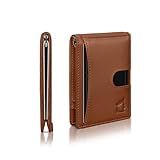 Kingly Cash Clip Slim Leather Wallet for Men with RFID Blocking & Money Clip - Minimalist Front Pocket Bifold Wallet Holds 12 Cards - Secure Card Holder with Easy Access Pull Tab