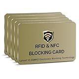 SaiTech IT RFID Blocking Card, 5 Pack One Card Protects Entire Wallet Purse For Men & Women, NFC Contactless Bank Debit Credit Cards Protector ID ATM Guard Card – Golden