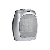 Amazon Basics Ceramic Space Heater, Portable Indoor Heating Solution, With Overheat and Tip-Over Protection, Thermostat, Non-Oscillating, 1500W, 7.52"D x 6.34"W x 9.45"H, Silver