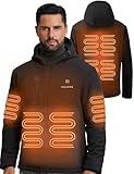 SOLJIKYE Heated Jacket for Men with 12V/20000mAh Battery Pack, Men's Winter Jackets Soft Shell Electric Heated Coat, Black, Size XL
