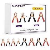 SATUY 8Pcs 50A 100A Insulated Alligator Clips, Battery Jumper Crocodile Clamps, Metal Spring Loaded with Red/Black Boots for Car Auto Vehicle Boat Charging & Testing