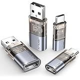 JSAUX USB Data Blocker & USB C Data Blocker (4-Pack), Transparent Type A & Type C Data Blocker Only for Charge, Protect Against Juice Jacking, Refuse Hacking Provide Safe Charging
