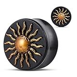 COOEAR Saddle Flared Plugs and Tunnels Piercing Gauges Wood Sun Metal Matched Earrings Stretchers 00g.
