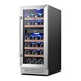 Yeego Wine Fridge Cooler - 15 Inch Dual Zone Wine Fridge Hold 28 Bottles, 40-65°F Wine Refrigerator Glass Door, Built in, Freestanding Under Counter Fridge for Beer Soda Drink Home Bar Office