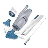 KOKIDO Rechargeable Handheld Hot Tub Spa Pool Vacuum, IPX8, Aluminum Pole and 2 Brush Heads, Ideal for Inflatable, Above Ground & Pools up to 20ft, 60-min Cordless Spot Cleaning Sand and Debris XV110