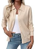 EVALESS Cardigan Sweaters for Women Lightweight Trendy Long Sleeve Lapel Collar Button Down Sweaters Fall Fashion 2026 Wool Blend Knit Cardigans Sweater Tops Oatmeal Large
