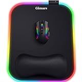 Gimars RGB Mouse Pad with Wrist Rest Support,12 x 10 inch Extra Large Ergonomic Gaming Mouse Pad with 10 LED Lighting Modes, Non-Slip Rubber Base, Lycra Fabric for Laptop, Computer, PC Gaming & Office