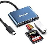 Hicober USB C to SD Card Reader, Micro SD Memory Card Reader, Type C to SD Card Reader Adapter 2TB Capacity for MacBook Camera Android Windows Linux and Other Type C Device-Blue