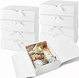 Kucoele 15 PCS Gift Boxes with Lids for Presents, 10.6 x 7.8 x 3.1 Inches White Bridesmaid Proposal Boxes with Ribbons for Wedding, Birthday, Party and Bride Shower Packaging