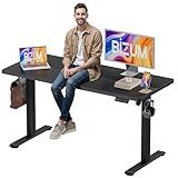 BIZUM Electric Standing Desk, 55" x 24" Height Adjustable Desk, Black Sit to Stand Desk Memory Gaming Computer Workstation for Home Office