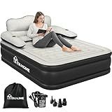 YITAHOME Queen Size Air Mattress with Headboard and Built-in Pump, 18in Blow Up Mattress with Carry Bag, Repair Kit, and Nozzles for Home, Camping, and Travel