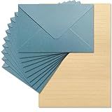 Tuhangcc Premium Velvet-Touch Stationery Set with Unique Design Colors - Best Paper and Elegant 4x6 Envelopes (24 Writing Sheets + 12 Envelopes) for Love Letters and Party Invitations (Lake blue)