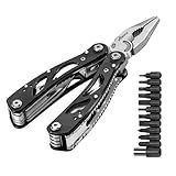 Poeland Multitool Pliers Set Stainless Steel Screwdriver Tool with 11 Screwdriver Bits Black