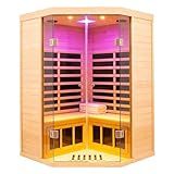 2-3 Person Ultra Low EMF(0-5mG) Far Infrared Sauna, 1520w Hemlock Indoor Sauna Room with APP Control, LCD Panel Control, Constant Temperature Cover, Chromotherapy Lamp, Reading Lamp, Bluetooth Speaker