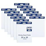 Comix Sticky Easel Pad, 25 x 30 Inches Flip Chart Paper for Teachers, Large Self Stick Easel Paper for Office School Classroom Supplies, 30 Sheets/Pad, 12 Pads/Pack