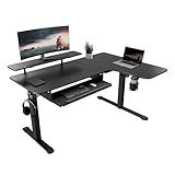 EUREKA ERGONOMIC Standing Desk (61"x43")- L Shaped Desk with Keyboard Tray Adjustable Height Sit Stand Computer Desk Corner Gaming Ergo Desk w Memory Presets, Monitor Stand, LED/USB/Dual Motor, Right